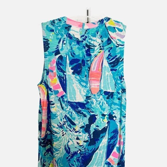 Lilly Pulitzer Essie Dress Sparkling Blue Hey Bay Bay Sailboat Print Women’s XXS - Picture 9 of 12
